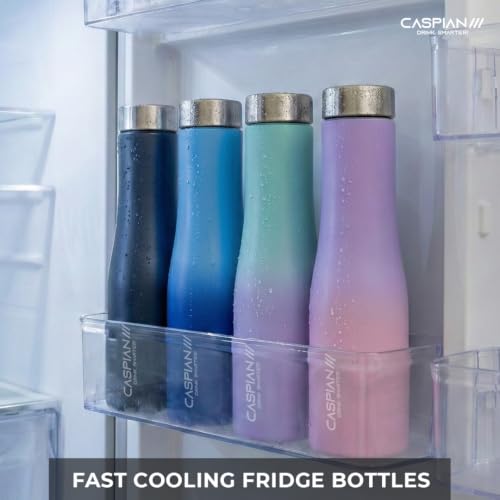Image of Caspian Aqua Customised Stainless Steel Water Bottle 1L, with Logo Print - Personalised Water Bottle with Your Name Print for Kids Boys Girls School Office Gym- Perfect for Corporate Gifting Bloom