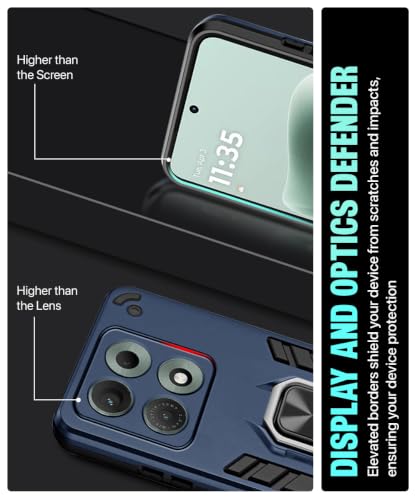 Image of WOW IMAGINE Shock Proof Back Case Mobile Cover for Motorola Moto Edge 70 Max 5G | Back Cover Case (Tough Armor | Hybrid PC + TPU | Ring Holder & in-Built Kickstand | Blue)
