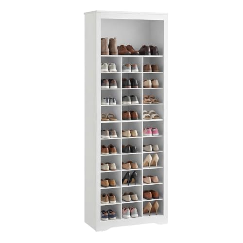 VASAGLE Shoe Storage Cabinet, 10 Tier Shoe Rack Organizer, Holds Up to 30 Pairs of Shoes, for Entryway Bedroom, 12.6 x 24.8 x 73.6 Inches, White ULBS273T14
