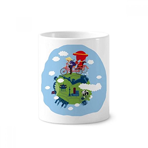 Tasse céramique Grande Muraille de Chine porte-brosse à dents et pot à crayon blanc 350ml