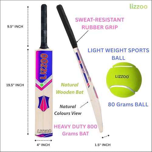 Image of Full Size Kids Beginner Cricket Kit with Natural Wooden Bat | Complete Cricket Set for Boys & Girls (5-10 Years) | Bat, Ball & Wickets | Outdoor Sports Toy |Birthday Gift for Kids