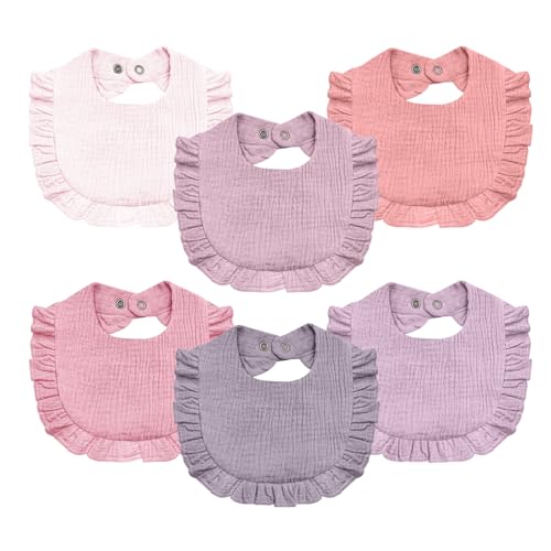 NISXABEBE Baby Muslin Bibs,6 Pcs Drool Bandana Bibs for Baby Girl Drooling and Teething,Soft and Absorbent Cotton for Newborn Toddler