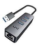 USB Ethernet Adapter aus Aluminium [stark und stabil], uni USB 3.0 Ethernet Hub mit RJ45 Netzwerk LAN für Windows 11/10/8.1/8/7, für MacBook(mit USB-Port-Version), iMac, Surface - Space Grau