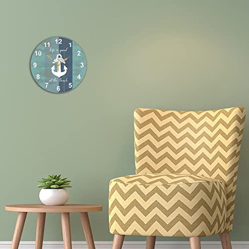 Horloge murale bois sans tic-tac boussole nautique contre le bruit nocturne - 3