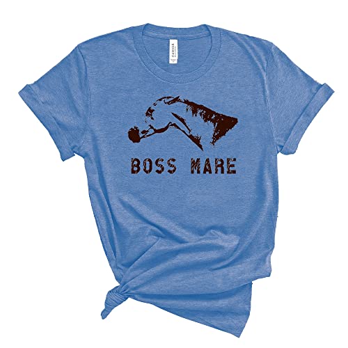 Equestrian Creations The Boss Mare Unisex Horse T-Shirt for Women Men Funny Gift Western Country (as1, Alpha, x_l, Regular, Regular, Blue)