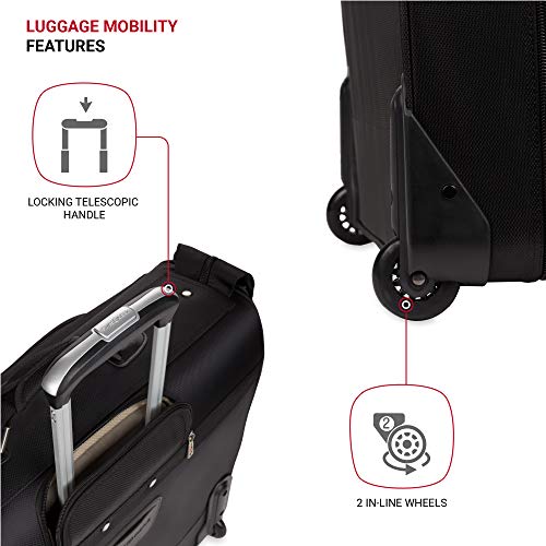 SWISSGEAR Premium Rolling Garment Bag | Bonus Hanging Feature | Men's and Women's Carry-on Luggage - Black