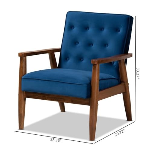 Sillón lounge moderno terciopelo azul miniatura 3