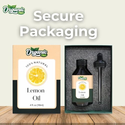 Image of Organic Zing Lemon Oil 118 ml (3.99 fl oz) - Bright Citrus Aromatic Oil for Skincare, Haircare, DIY Formulations, Soaps & Cream Blends