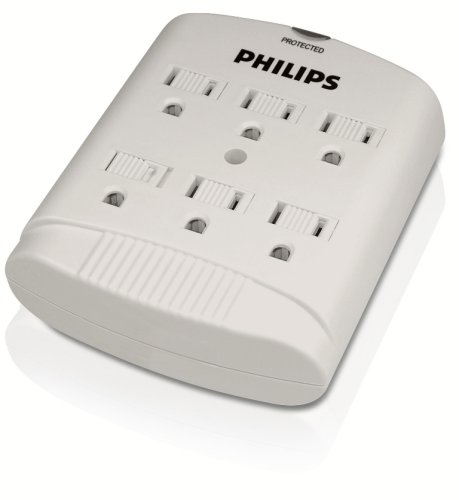 Philips SPP2306WA 900-Joule Child-Safe Wall Tap Household Appliance Surge Protector (6 outlets)