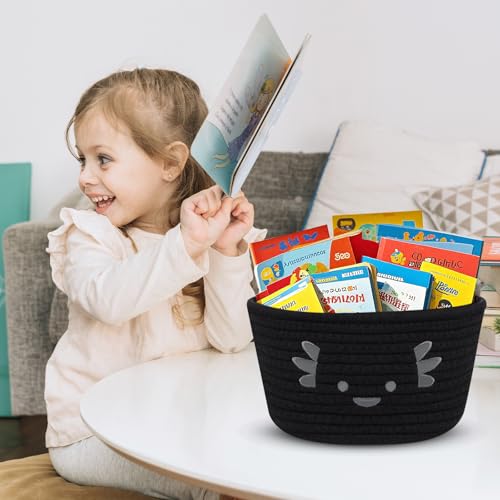 Image of Small Storage Basket for Nursery, Cute Baby Cotton Rope Basket, Animal Storage Bins, Axolotl Decor Towel Decor Storage Cat Dog Bins, 8.6 inch D x 4.9 inch H IN