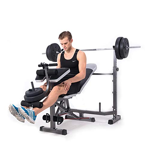 New Olympic Weight Bench, Adjustable Weight Lift Bench Rack Set, Barbell Dumbbell Bench, Push Up Back Sit Up Bench, Full-Body Workout (Black)