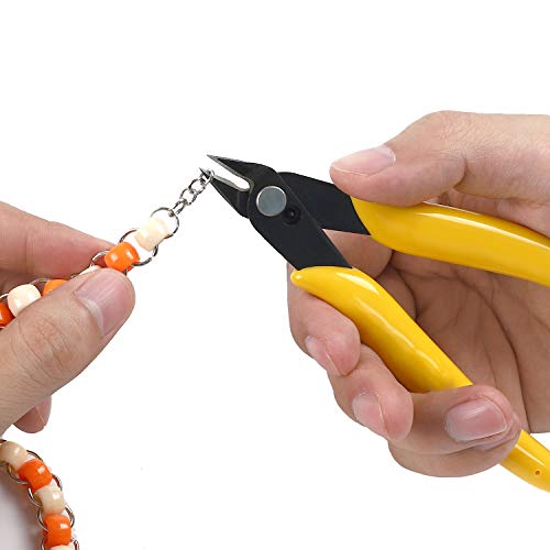 Image of 2 Pcs 170 5-Inch Flush Cutters, Micro Wire Cutters Spring Loaded, Sharp Zip Tie Cutter for Electronics, Jewelry, Precision Pliers for 3D Print Brackets, Models, Floral, Soft Copper, Yellow