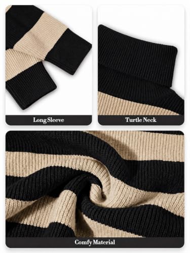 Image of Womens Turtleneck Oversized Sweater Batwing Chunky Pullover Sweater Casual Fall Loose Knit Jumper Top