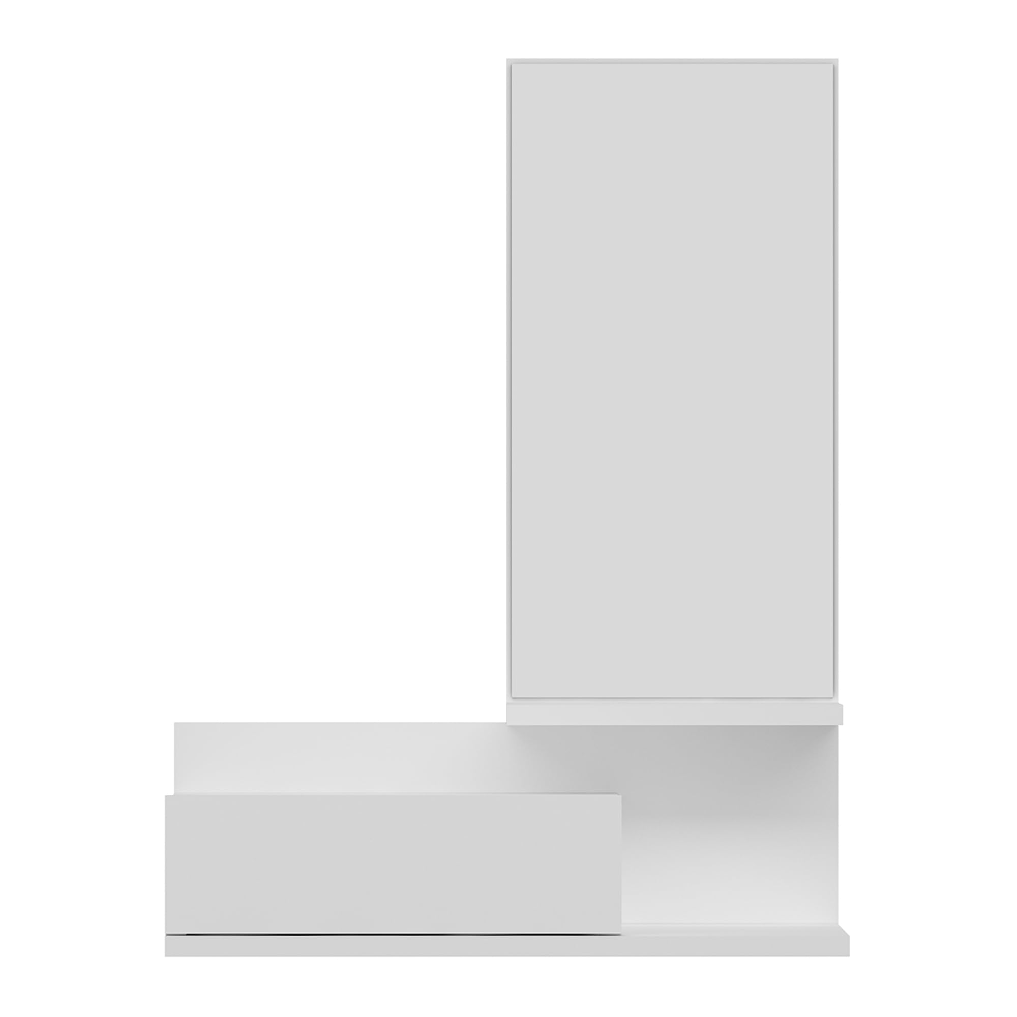 [en.casa] Mensola da Parete con Cassetto e Specchio (A x L x P) 80 x 60 x 30 cm Mobile da Ingresso - Bianco