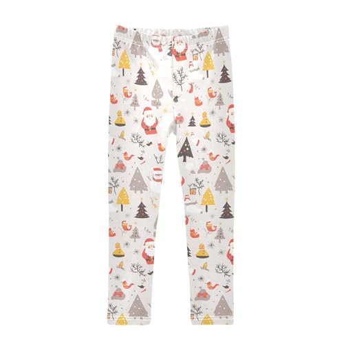 Christmas Pattern Silver Kids Baby Girls Cotton Pants Stretchy High Waisted Workout Pants Exercise
