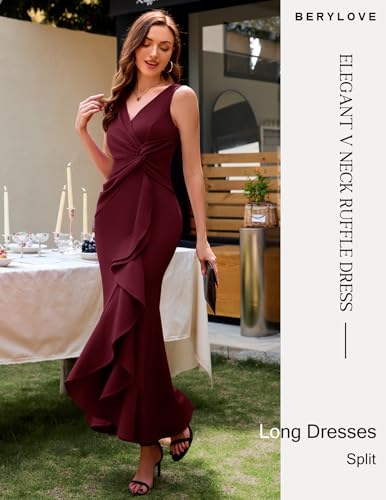 BeryLove Formal Wedding Guest Evening Midi Ruffle Dresses Cocktail Elegant Dress3