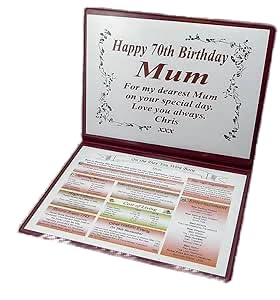 AGS-Designs PERSONALISED BIRTHDAY GIFT - THE DAY YOU WERE BORN - KEEPSAKE FOLDER - ANY YEAY AVAILABLE (70th Folder)