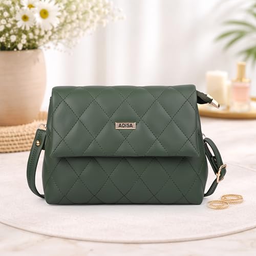 Image of ADISA Women's Girls Quilted Cross Body Sling Bag with Height Adjustable Belt (SL5169)