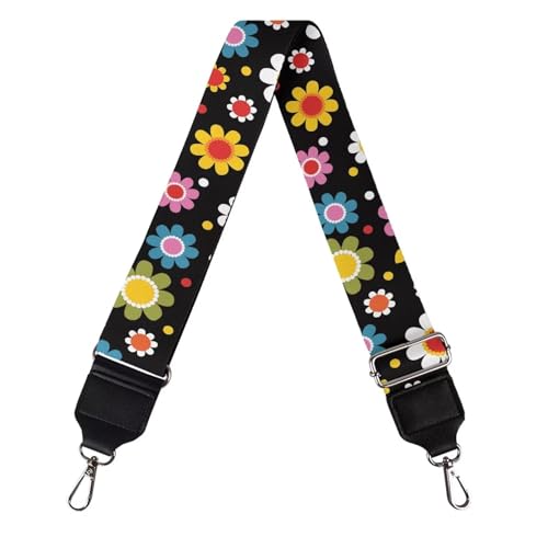 Image of TODIYADDU Colorful Hippie Flower Bag Straps Replacement Crossbody Daisy Floral Wide Shoulder Strap for Women Students Office Workers Suitable for Crossbody Bag Handbag Computer Bag Guitar Nice Gifts