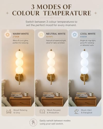Image of FILLISKA Led Wall Highlighter Light, 3-in-1 Colour Changing, Luxurious Wall Decor (12 Watt White & Gold-323)
