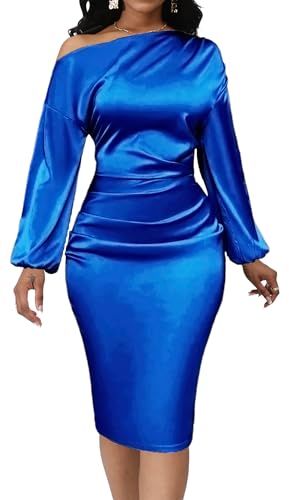 Image of Yiershu Women's Fall Off Shoulder Bodycon Dress Elegant Long Sleeve