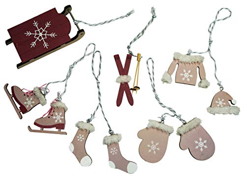 Khevga Set di 6 ciondoli in Legno per l'Albero di
