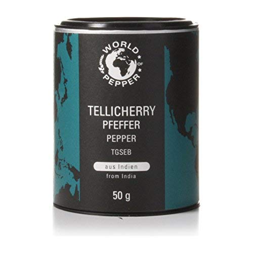 Tellicherry Pfeffer - World of Pepper - 50g - Exklusiver Pfeffer aus Indien, sehr selten - Premium Qualität mit Zufriedenheitsgarantie Cover