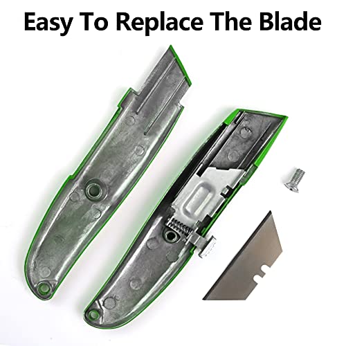 Image of DIYSELF 2 Pack Heavy Duty Box Cutters, Retractable Utility Knives for Boxes | Comfort Grip Utility Knife for Cardboard, Plastic, Vinyl and Carpet; Durable PVC Pipe Cutter for Garage and Home Use