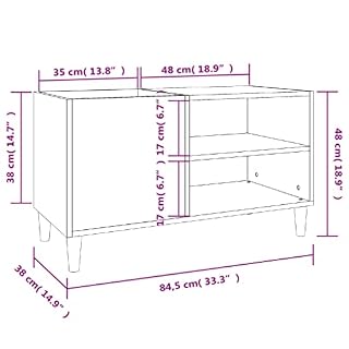 JUNZAI Armoire à disques noir 84,5x38x48 cm bois d'ingénierie,Meuble Platine Vinyle,Porte Vinyle,Rangement Vinyle – Image 2