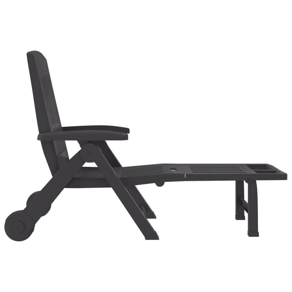 Outdoor Möbel Klappbar Sonnenliege mit Rollen Anthrazit PP Outdoor Sitzgelegenheit