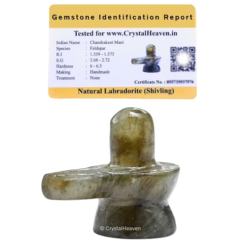 Image of Certified Labradorite Crystal Shivling for Home Puja - Premium 1.25 inch Shiva Lingam Crystal Healing Stones for Pooja, Vastu, Feng Shui, Reiki Healing and Meditation - Shiv Linga Gift