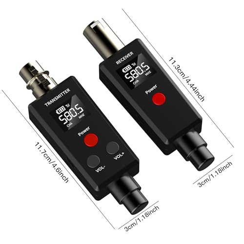 Elimavi Système de microphone sans fil XLR 2,4 GHz, émetteur et récepteur sans fil dynamique à 6 canaux pour mixeur audio, système de sonorisation et appareil photo reflex numérique, guitare, fête,