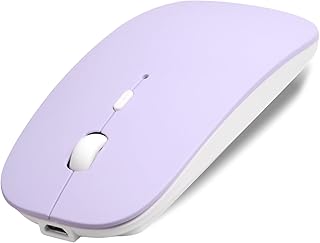 ANEWISH Bluetooth Mouse for Laptop/Macbook/iPad/iPhone (iOS13.1.2 and Later) / Android/PC, Rechargeable Mini Silent Mouse Compatible with Windows/Linux, (Purple)