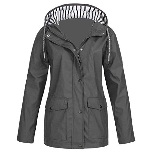 Chaqueta impermeable mujer con capucha parka tipo gabardina larga softshell 3