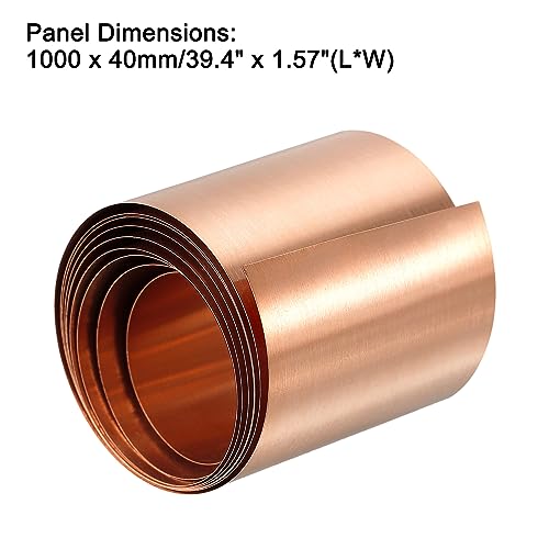 QUARKZMAN Kupferblech Kupferfolie Kupferplatte Kupfermatte Kupferplatten Kupferband Metallfolien Poliertes Kupfer Blatt Rolle Metall Folie Platte 1000mm x 40mm x 0.05mm