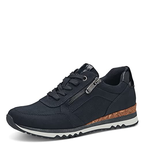 MARCO TOZZI Damen Sneaker flach mit Reißverschluss Vegan, Blau (Dk.navy comb), 41 EU