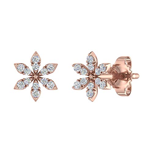 0.07 Carat Diamond Floral Stud Earrings in 10K Gold