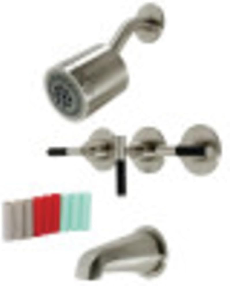 Kingston Brass KBX8138CKL Kaiser Triple-Handle Tub and Shower Faucet in Brushed Nickel