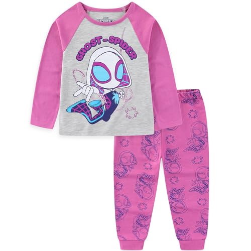 Image of Marvel Spider-Gwen Ghost Spider Girls Long Sleeve Shirt and French Terry Pants 2 Piece Outfit Set for Toddler and Big Kids