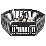 Dog Playpen 6-Panel 24 Inch Safe Secure Indoor Outdoor Pet Fence, Folding Portable 35 x 35 x 24IN, Ideal for Small to Medium Dogs Easy to Clean (Black)