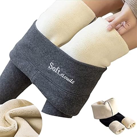 AQWEI Soft Clouds Fleece Leggings, Pants Slim Leggings for Women, Soft Clouds Fleece Leggings Casual Warm Winter Solid Pants (Grey,M) Cover