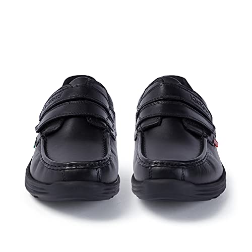 Image of Kickers Men's Reasan Twin Strap Black Leather School Shoes | Sporty Comfort | Durable & Flexible | Premium Quality, Black, 46