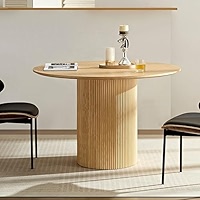 【専用】MIDDLE TABLE | CIRCLE TOP110 | ALDER Wood Round Dining Table, 47 for 4-6 People, Mid Century Oak