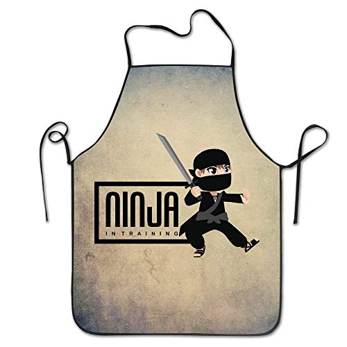 Yuanmeiju Ninja in Training Warrior Samurai BibDelantales for Girls Boys Bulk Delantal for Baking Crafting Gardening Cooking Durable Easy Cleaning Creative Bib for Man and Woman Standar Size