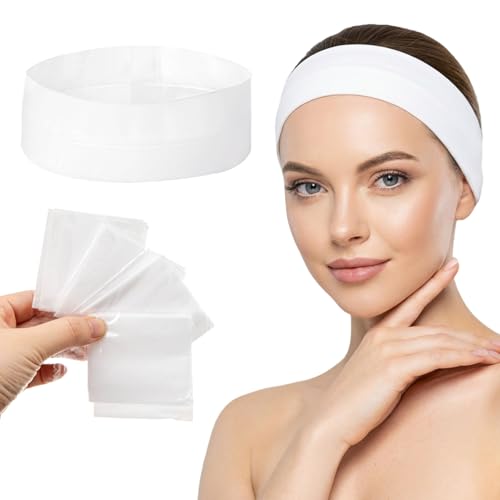 UNOISETION Disposable Spa Headbands 50 Pcs, Non-Woven Fabric Stretch Headband Wrap for Women, Esthetician Supplies Facial Headband for Skincare Makeup