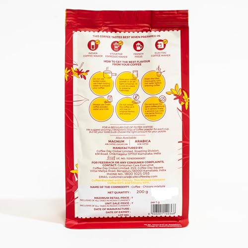 Image of Cafe Coffee Day Charge 65% Coffee 35% Chicory with French Press Espresso Coffee Maker
