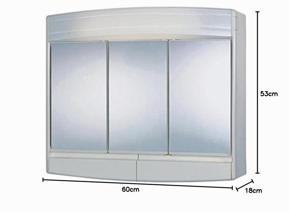 Sieper Topaze Eco Armoire à miroir avec éclairage LED 60 cm de large, en plastique, blanche, avec prise