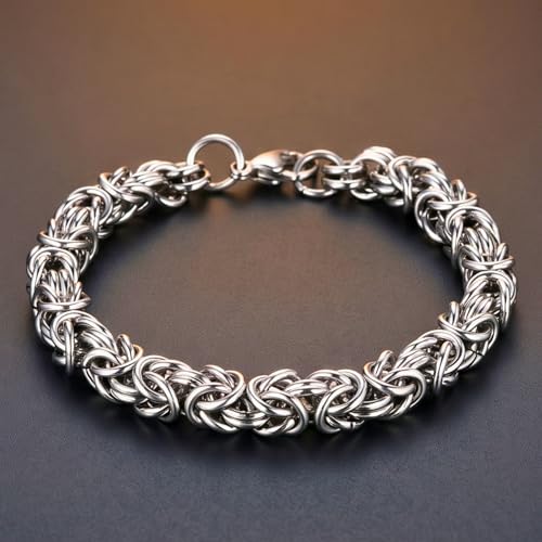 Image of THE MEN THING REINFORCED - 7mm Stainless Steel Bracelet, American Style - Hip Hop Biker Bracelet 8 inch with Lobster Claw Buckle for Men & Boys