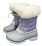 Pangolin Schneestiefel Damen & Mädchen, Warme Winterstiefel mit Kunstfellkragen, Wasserdichte Gummischale, Schnür-Duck Boots, Rutschfeste Profilsohle, für Schnee & Regen Lila 41 EU