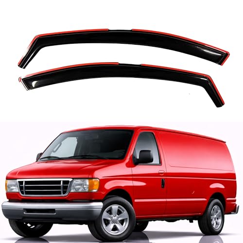 Image of KPY Rain Guards Fit for 1992-2006 Ford E150 E250 E350 E450 E550 Super Duty, in-Channel Window Visors Vent Wind Deflectors 2PC, Truck Accessories for 1992-2006 Ford Econoline Vans